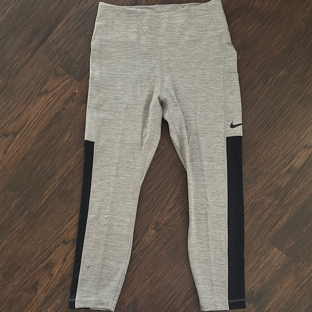 Nike Gray and Black Leggings Athletic Fit